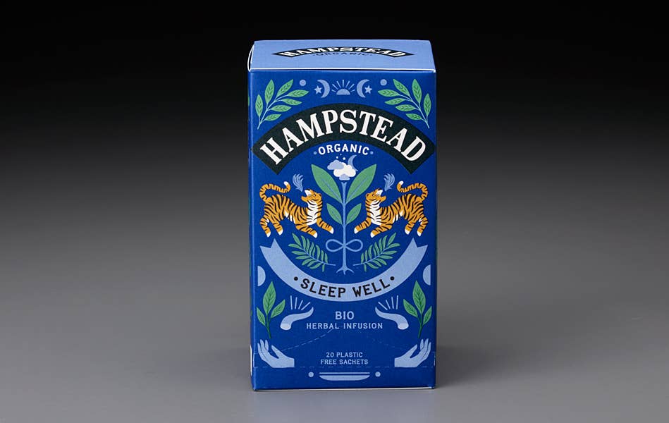 Unwind with our Organic Sleep Well Tea—a soothing blend of vanilla, rooibos, and camomile for a sweet, sweet,  restful night. Hampstead Organic Sleep Well (20 Teabags)